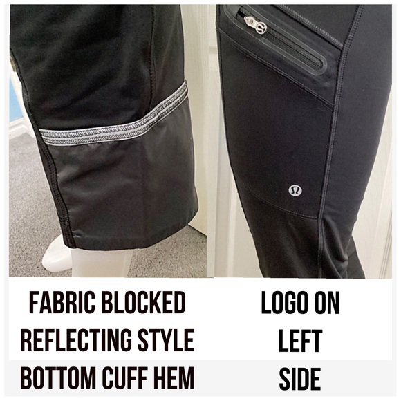 Lululemon, Black & Turquoise Blue, Ankle Cropped Leggings. Size 8 - Picture 4 of 7